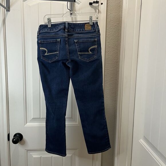 AMERICAN EAGLE Dark Wash Blue Skinny Slim Stretch Artist Crop Denim Jeans Size 2 - Picture 4 of 9